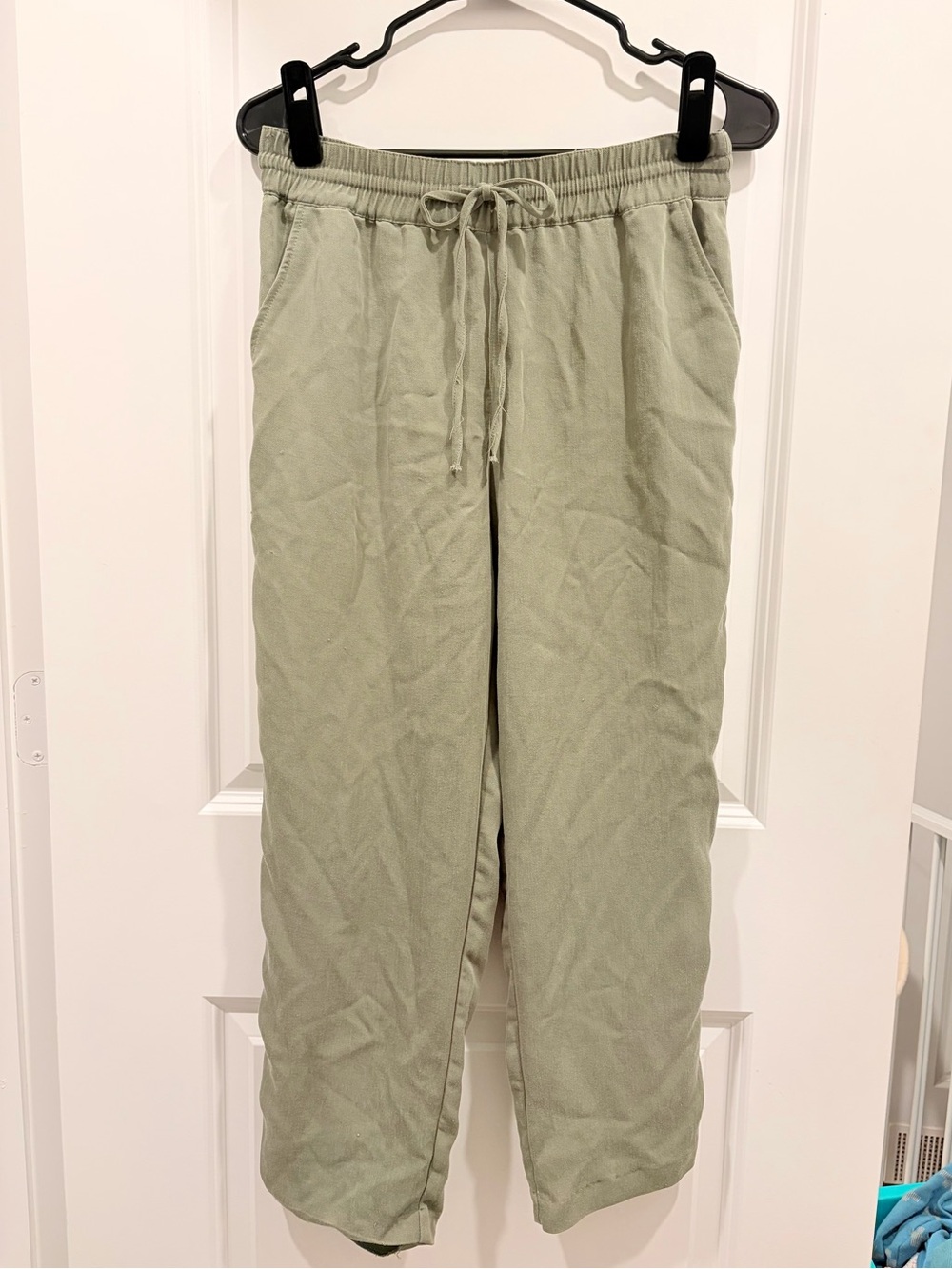 H&M Light Sage Wide-Leg Drawstring Pants